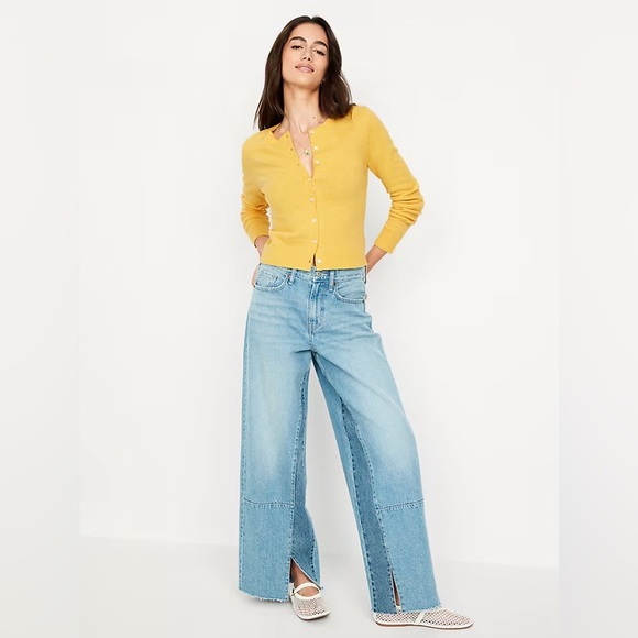 (2) Old Navy women’s SoSoft Cardigans, yellow and blue, size small tall, NWT - Picture 7 of 8